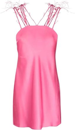 Cult Gaia Kleedjes, Dames, Roze, M, Polyester, Feather-detailing Sleeveless Dress