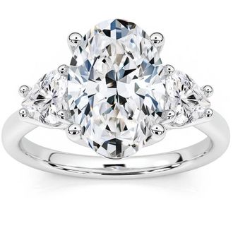 Pompeii3 Certified 2 3/4Ct Oval & Heart Shape Diamond Engagement Ring Lab Grown 14k Gold
