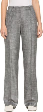 Lafayette 148 New York Gates Twill Straight Leg Trousers in Black Multi at Nordstrom, Size 12
