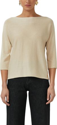 s.Oliver Black Label 3/4 Arm-Pullover S.OLIVER BLACK LABEL, Damen, Gr. 34, vanilla, Strick, Obermaterial: 90% Viskose, 10% metallisierte Fasern, unifarben, l&auml;ssig geschnit