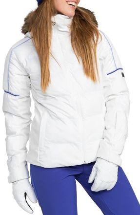 Roxy Snowblizzard Snow Jacket with Removable Faux Fur Trim & Hood in Bright White at Nordstrom, Size X-Small