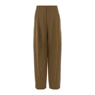 Victoria Beckham Sculpturale Broekspijp - Dames - Wijde Broeken - Bruin - XS - Wol - Broeken