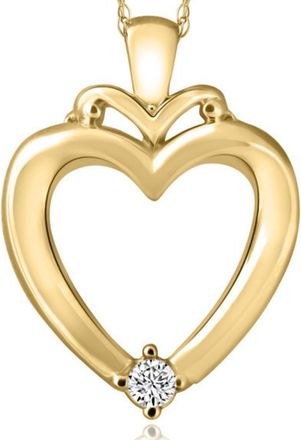 Pompeii3 Solitaire Diamond Heart Pendant in White, Rose or Yellow Gold 1 Tall