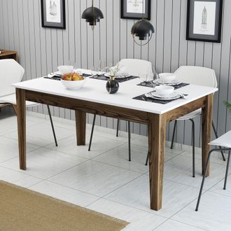 Dmora Mesa Fija Viverone, 6 Plazas, Forma Rectangular, Soporta 120 Kg, 145x88x75h Cm Marr&oacute;n Nogal