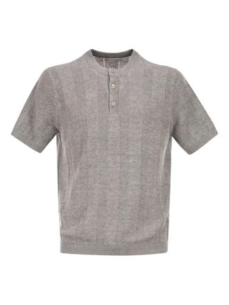 Brunello Cucinelli ribbed-collar polo shirt - Grijs