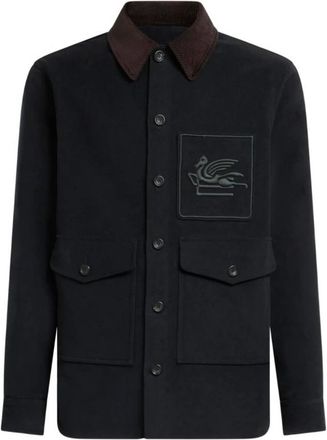 Etro Jassen, Heren, Groen, XL, Katoen, Cotton Jacket with Pegaso