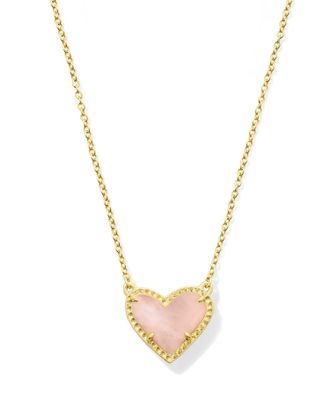 Kendra Scott Womens Ari Heart Rose Quart Pendant Necklace In Gold/pink