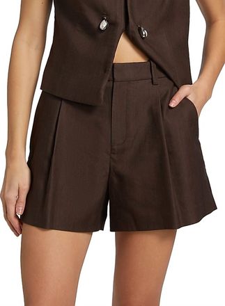 A.L.C. Charles Pleated Tailored Short In Dark Carob