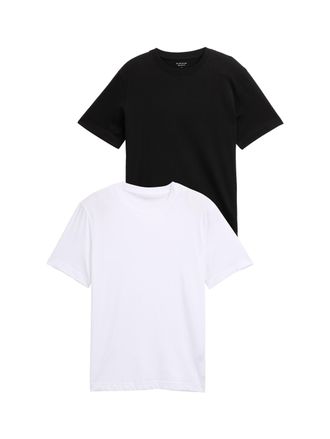 Tom Tailor T-Shirt TOM TAILOR, Herren, Gr. 3XL, weiss (wei&szlig;2), Single Jersey, Obermaterial: 100% Baumwolle, unifarben, regular fit taillenbedeckt, Rundhals, gera