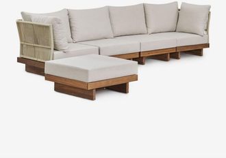 Sklum Sof&aacute; Modular De Jard&iacute;n De 4 Piezas Con 2 Sillones Esquineros Y Puff En Madera De Acacia Dailin Sklum