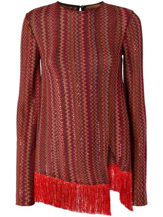 Missoni Zigzag blouse - women - Polyamide/Rayon/Metallic Fibre - 38 - Red
