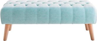 Colch&oacute;n Morfeo Banco pie de cama tapizado capiton&eacute; aguamarina, 100 cm