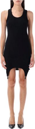Jean Paul Gaultier Kleedjes, Dames, Zwart, S, Katoen, Zwarte Geribbelde Lingerie Mini Jurk Aw 25