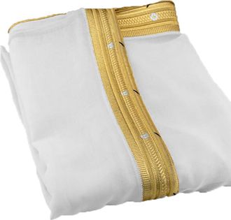 Generic Summer Formal Khashiyah Abaya (Bisht) with Exquisite Embroidery, White, One Size