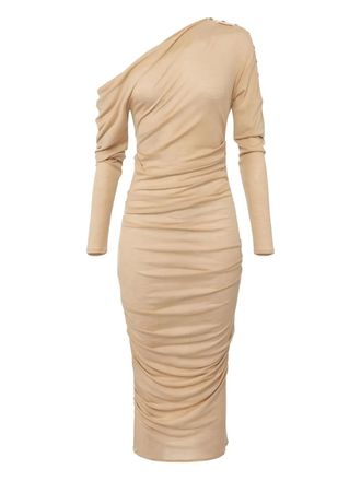 Elisabetta Franchi Abito midi asimmetrico drappeggiato - Toni neutri