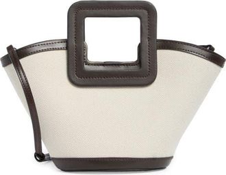 Staud Mini Shirley Canvas Bucket Bag in Natural/espresso at Nordstrom
