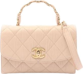 Chanel Pre-owned Matelasse Leren 2-weg Schoudertas - Dames - Vintage Handtas - Beige - ONE Size - Leer - Vintage