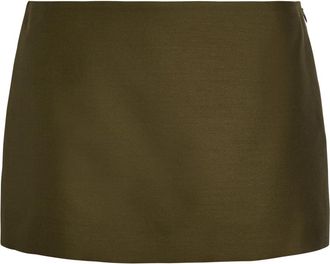 Khaite Jett Wool and Silk-blend Mini Skirt - Khaki - 6 (UK10 / S)