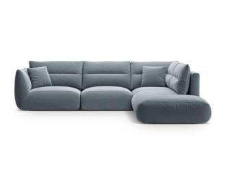 CXL by Christian Lacroix Sof&aacute; esquinero derecho 7 plazas de terciopelo azul gris&aacute;ceo