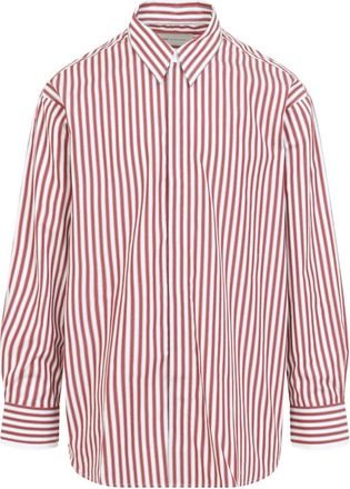 Ami Grote Gestreept Shirt - Heren - Casual Overhemden - Rood - S - Katoen - Overhemden