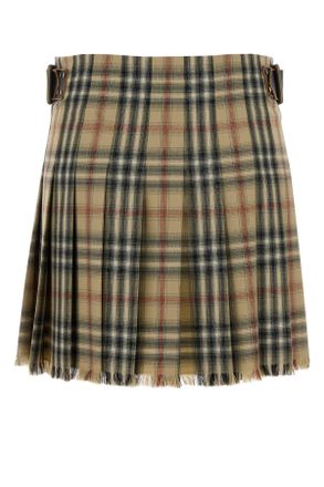 Burberry Womens Embroidered Wool Mini Skirt Sand Gonne