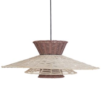 Beliani L&aacute;mpara Colgante De Rat&aacute;n De Inspiraci&oacute;n Boho Marr&oacute;n Y Beige Kabompo
