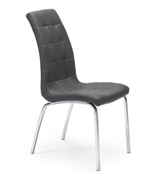 Home Heavenly Home Heavenly - Pack 4 Sillas Comedor Alepo, Dise&ntilde;o En Cuarterones, Tapizado Tela O Polipiel. Silla Con Patas Cromadas. Color: Gris Polipiel