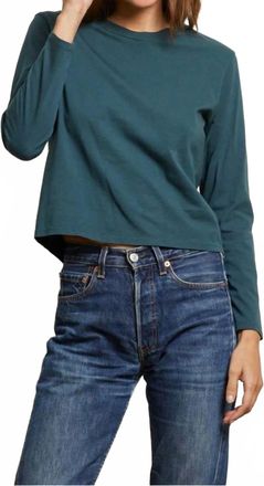 perfectwhitetee Bruce Long Sleeve Crew Tee In Slate