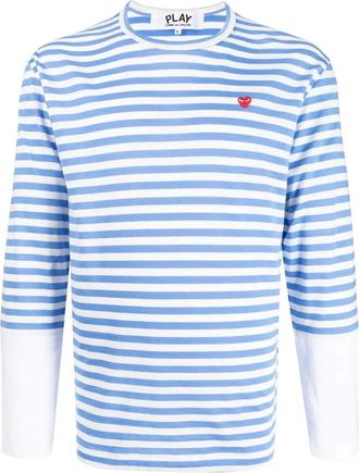 Comme Des Gar&ccedil;ons Long Sleeve T-Shirts, male, Blue, L, Blue/White Striped Long-Sleeve T-Shirt