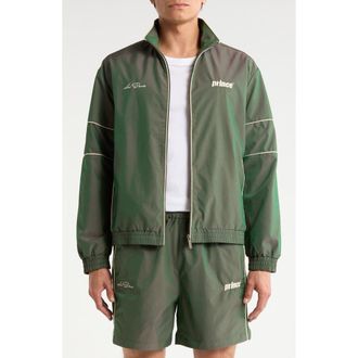 Les Deux x Prince Shiny Track Jacket in Pineneedle Green at Nordstrom, Size Xx-Large