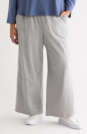 Max Studio Drawstring Waist Wide Leg Pants in Heather Light Grey at Nordstrom Rack, Size 3X