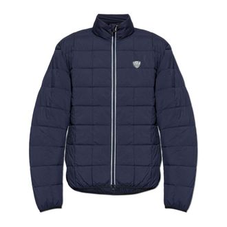 Emporio Armani Light Jackets, male, Blue, Size: 2XL Quilted Jacket with Stand-up Collar