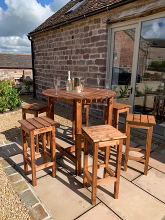 Charles Taylor Trading Alfresco Bar Set Six Seater in Brown