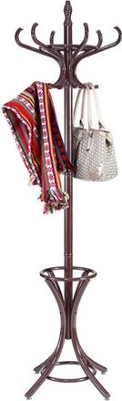 Costway Costway Perchero De Pie Madera 184cm Perchero &Aacute;rbol Con Soporte 12 Perchas Para Colgar Ropa Sombrero Para Habitaci&oacute;n Hogar Oficina (marr&oacute;n)