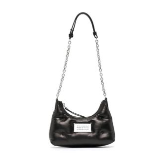 Maison Margiela Tassen, Dames, Zwart, ONE Size, Gewatteerde Leren Schoudertas met Logo