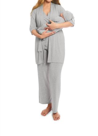 Everly Grey Analise 5 Piece Pajama Set In Heather Grey