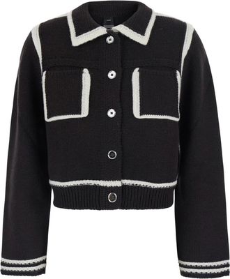 Pinko Merino Kant Jasje - Dames - Vesten - Bruin - L - Truien & Vesten