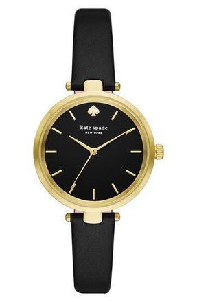 Kate Spade New York holland leather strap watch, 28mm in Gold at Nordstrom Rack