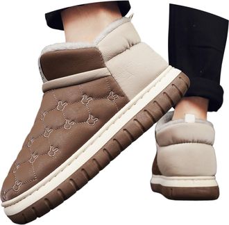 Generic 2026 Mens Slippers Men Autumn and Winter Pattern Fashion Couple Style Solid Color Thick Sole Thickened Warm Comfortable Shoes (Brown, 7)