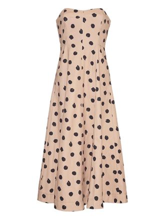Cara Cara spots-print strapless midi day dress - women - Cotton - 00 - Neutrals