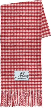 Marni Double Check Wollen Sjaal met Mohair - unisex - Wintersjaals - Rood - ONE Size - Wol - Accessoires