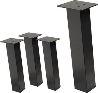 ML Design Set 4x patas de mesa 42 cm inclinadas 96º de acero 8x8 cm gris oscuro