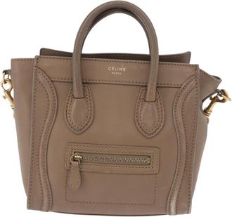 Celine Shopper Luggage Leather Beige Leather Handbag (Pre-Owned)