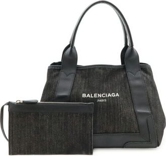 Balenciaga Black Denim Handbag Pouch Tote Bag (Pre-Owned)