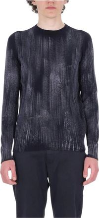 Avant Toi Round-neck Knitwear, male, Blue, Size: M Tonal Effect Round Neck Reversible Pullover