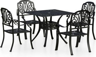 vidaXL Mesa Y Sillas De Bistr&oacute; 5 Piezas Aluminio Fundido Negro Vidaxl