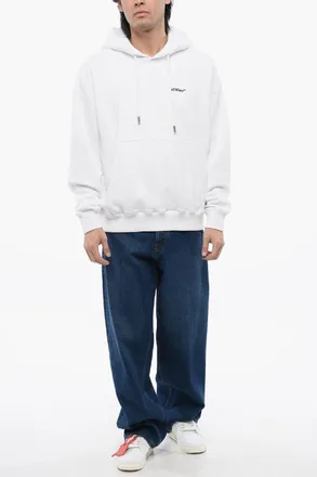 Off-white Brushed Cotton Embroidered Hooded Sweatshirt ARROW Off-White