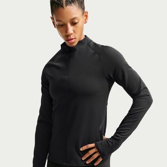 Nike Womens Universa 1/4-Zip Long-Sleeve Top in Black | IM9775-010
