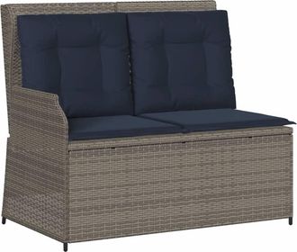 vidaXL Banco De Jard&iacute;n Reclinable Con Cojines, Polirat&aacute;n Gris Vidaxl