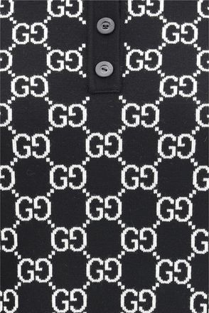 Gucci Womens Polo Top Gg Wool Jacquard Black-White T-Shirts & Jerseys Black/white